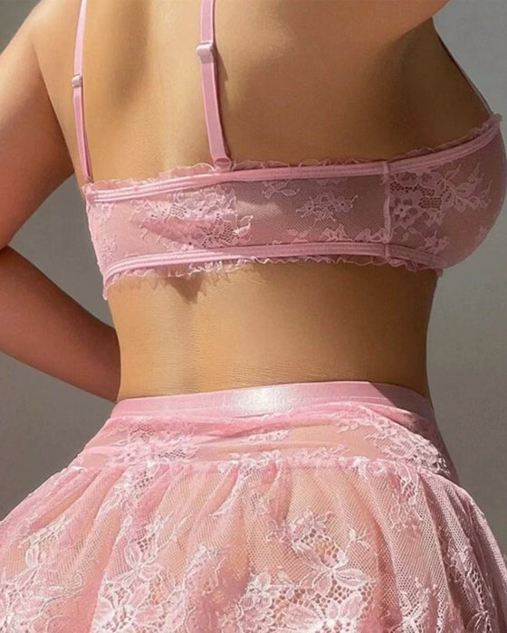 Lace With Socks Three-Piece Pajama Set