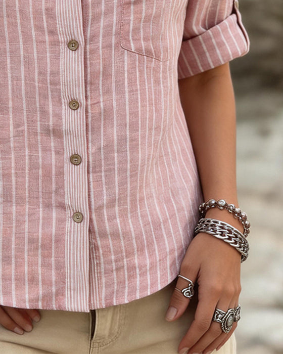 Stripe Button Casual Shirt