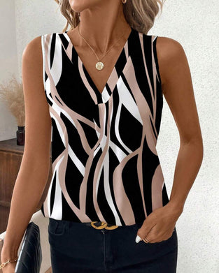 V-Neck Floral Sleeveless Vest