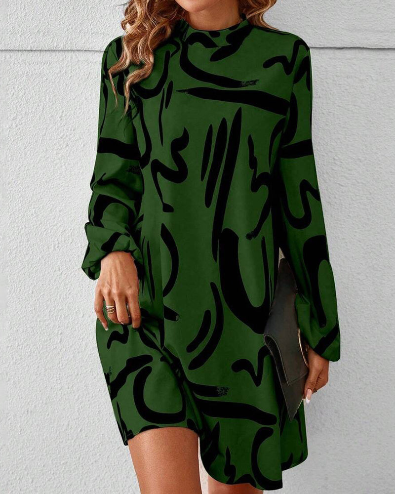 Fashionable Geometric Contrast Print Dress