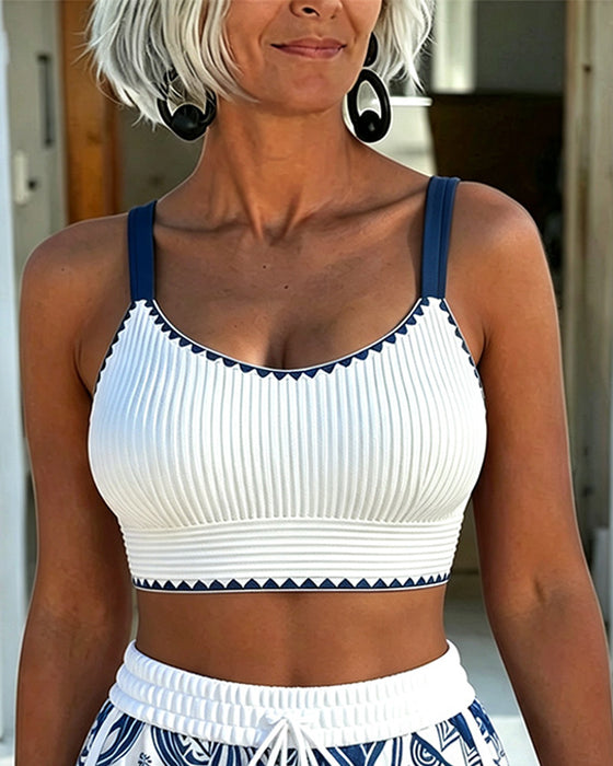 Spaghetti Strap Ribbed U-Neck Bikini