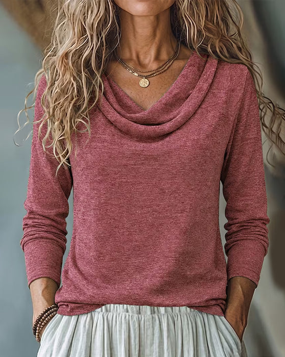 Mock Neck Long Sleeve Solid Top