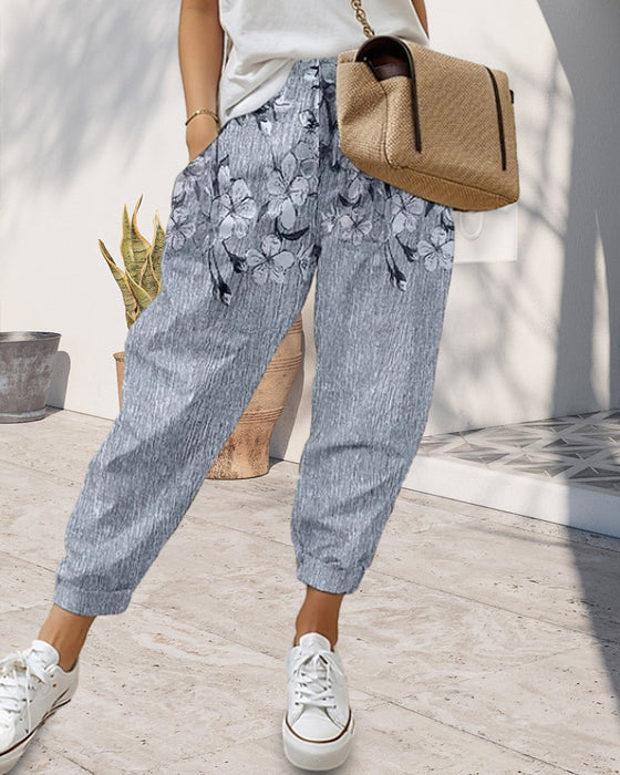 Women's Pocket Printed Casual Jeans