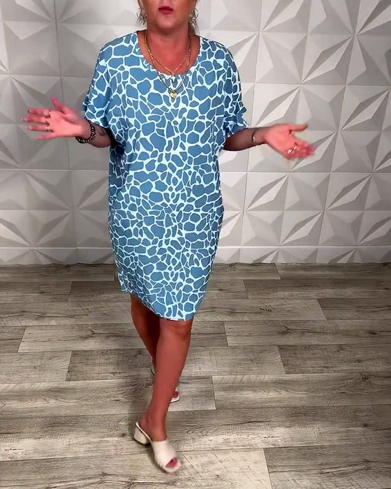 Casual Printed Crew Neck Dress