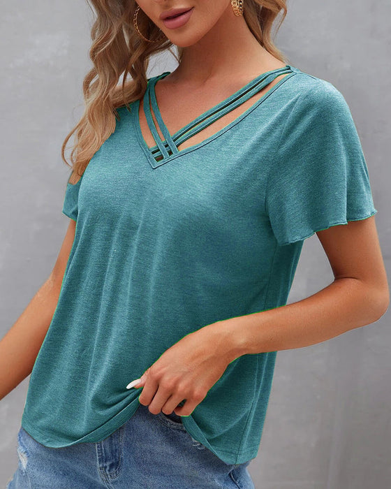 Solid color Cut Out T-shirt