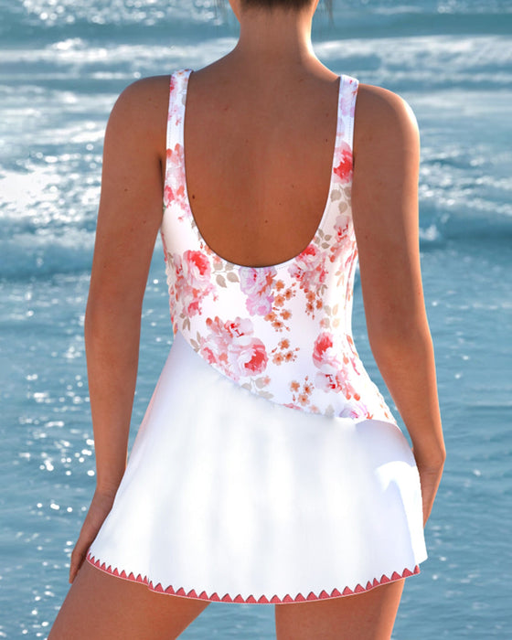 Skirt-style backless swimsuit