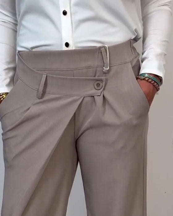 Casual Solid Color Irregular Pants