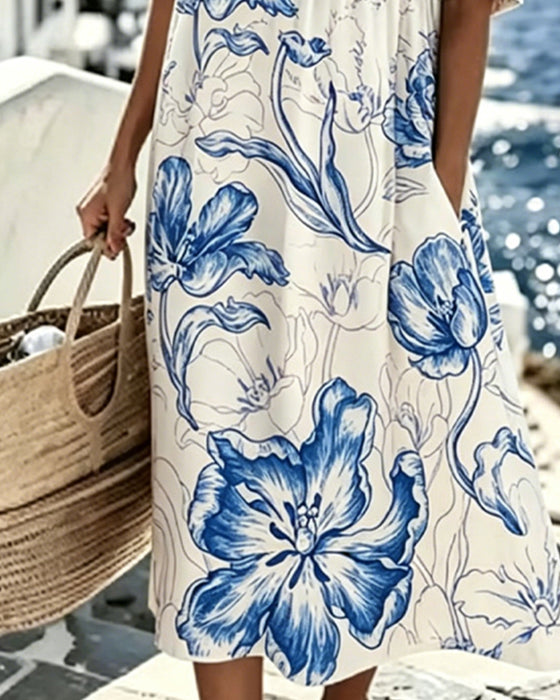 Half Sleeve Printed Dress