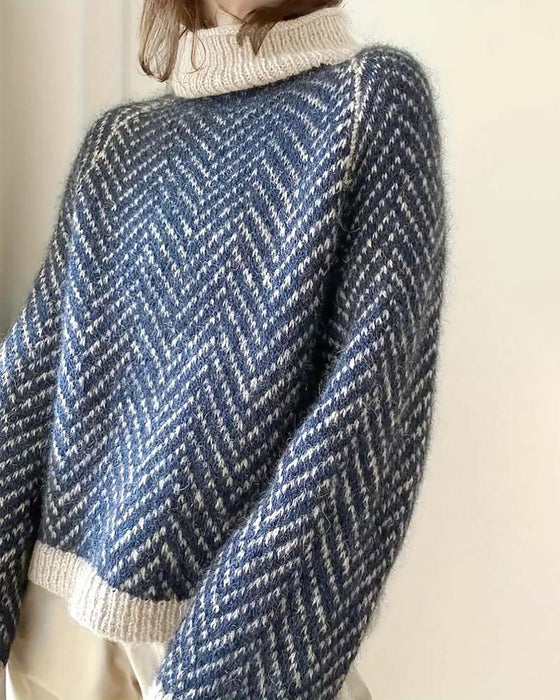 Striped Turtleneck Slouchy Jumper