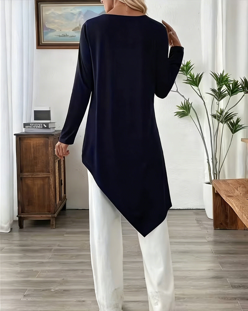 Asymmetric Mid-Length Solid Color Top