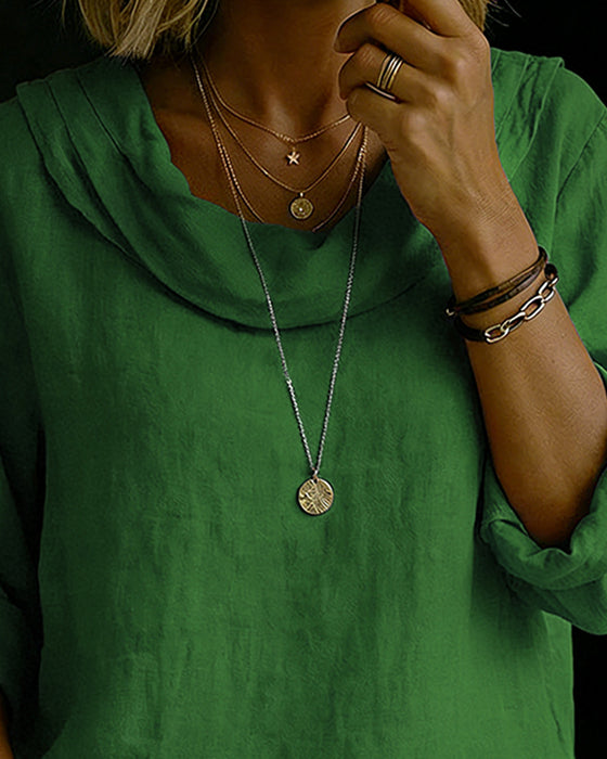 Turn-Down Collar Cotton Top