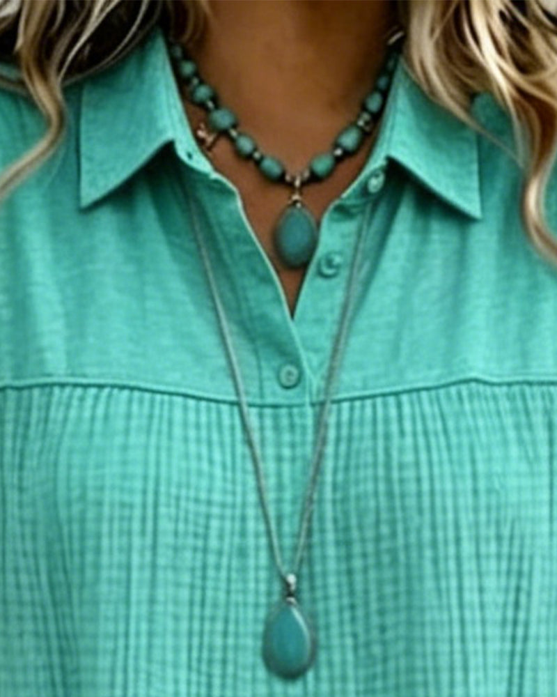 Sleeveless Lapel Solid Tiered Dress