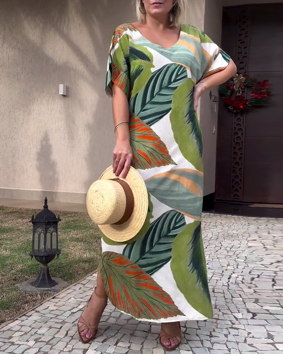 Short sleeve slit casual dress