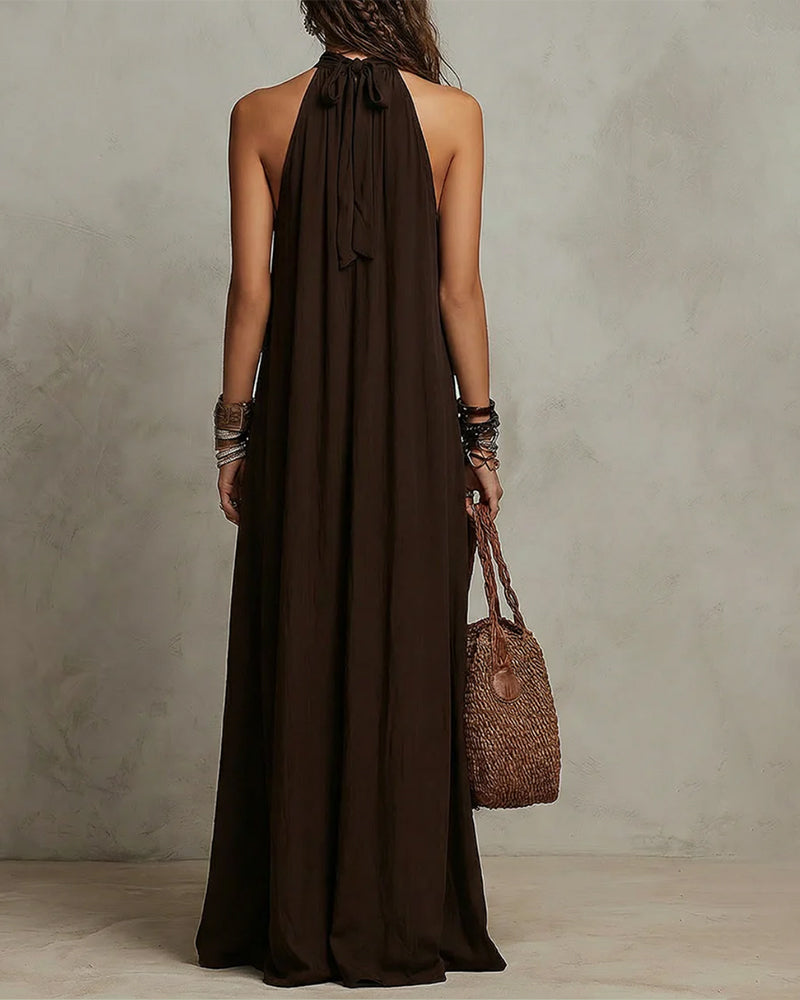 Halter High Neck Sheer Long Dress