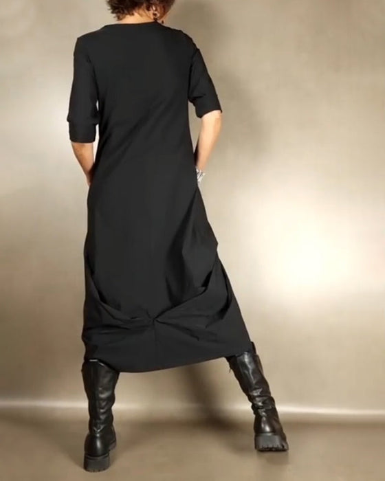 Loose A-Line Dress with Pocket