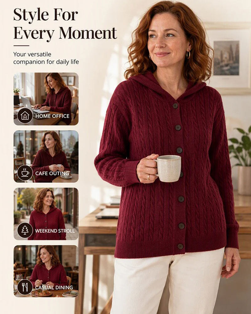 Hooded Open Front Knit Cardigan