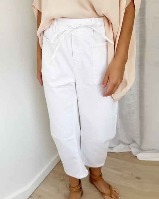 Denim Pocket Cropped Pants