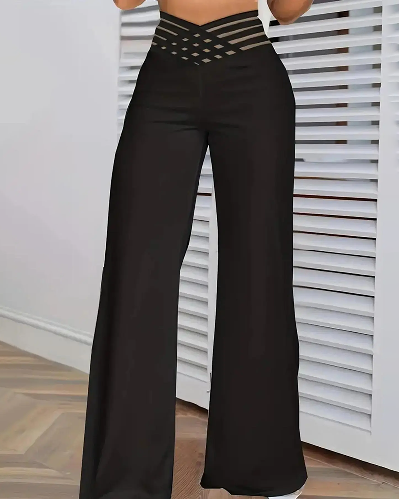 Cross-Waist Leopard Print Flared Pants