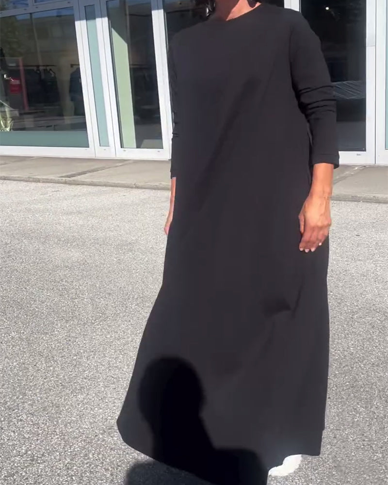 Loose Long Sleeve Round Neck Dress