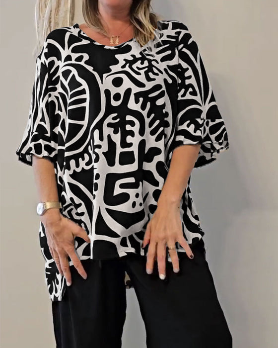 Abstract Botanical Print Loose Top