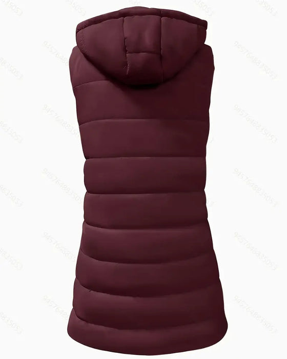 Hooded Mid-Length Vest Coat