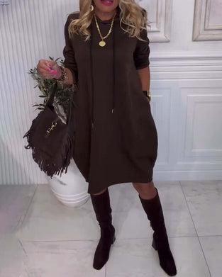 Hooded Casual Solid Color Dress