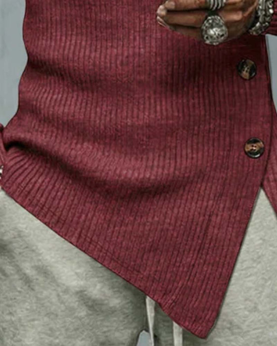 Men's Solid Color Long Sleeve Top