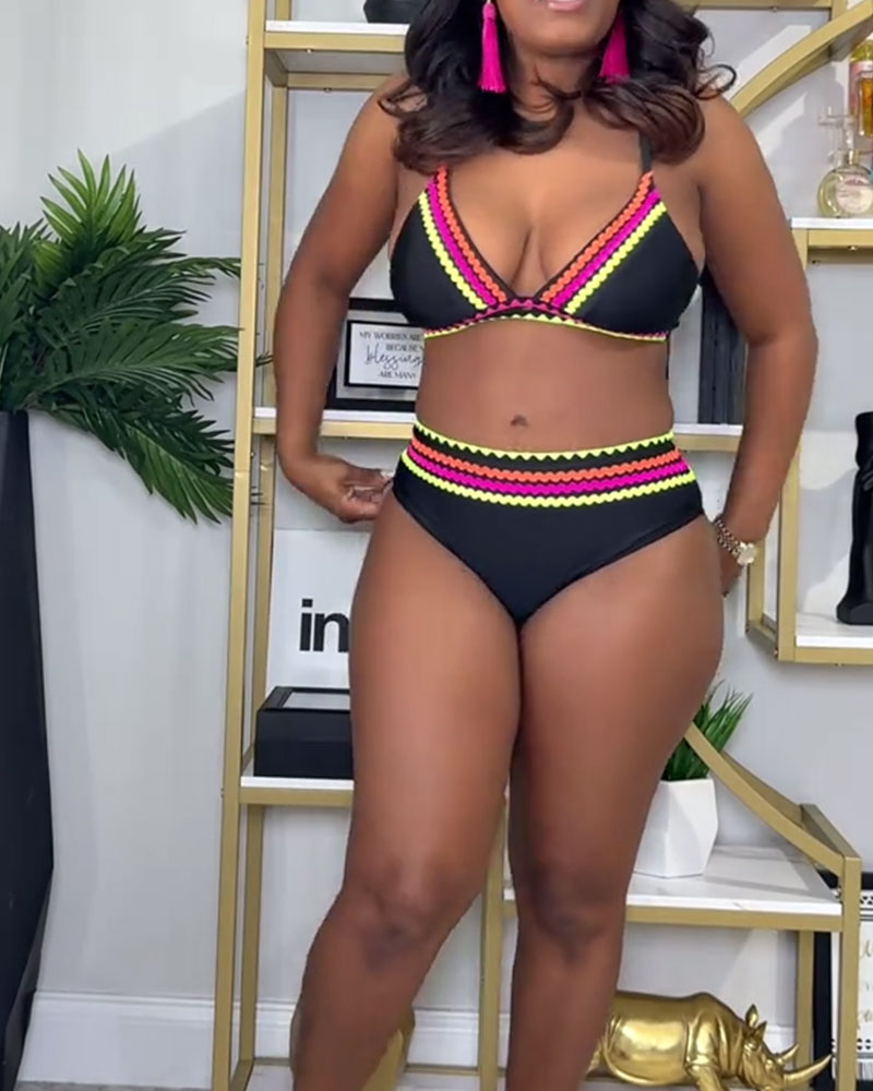 Color-Blocked Two-Piece Bra Bikini