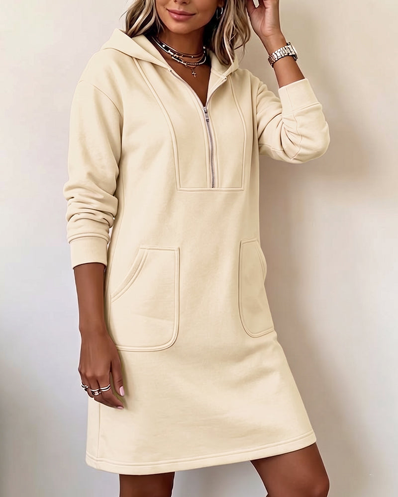 Hooded Zip Pocket Dress