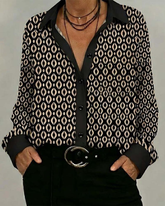 Geometric Color-Block Patchwork Shirt