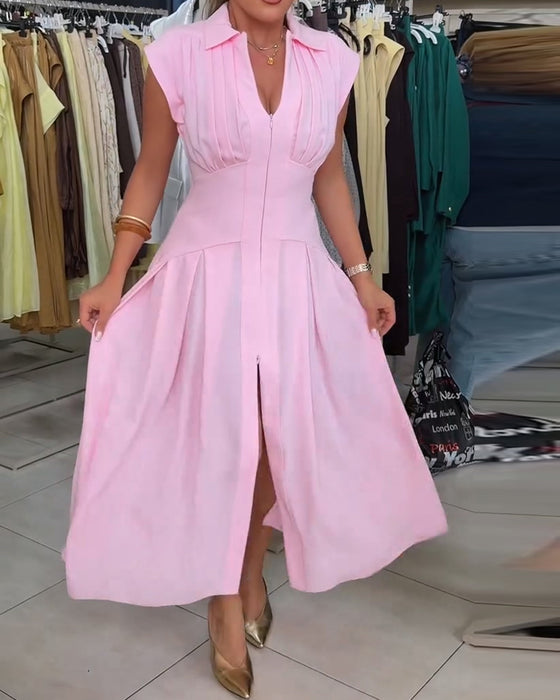V-Neck Slit Dress