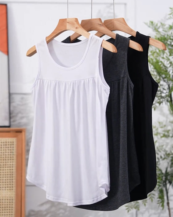 Sleeveless Pleated Loose Vest Three-Piece Set