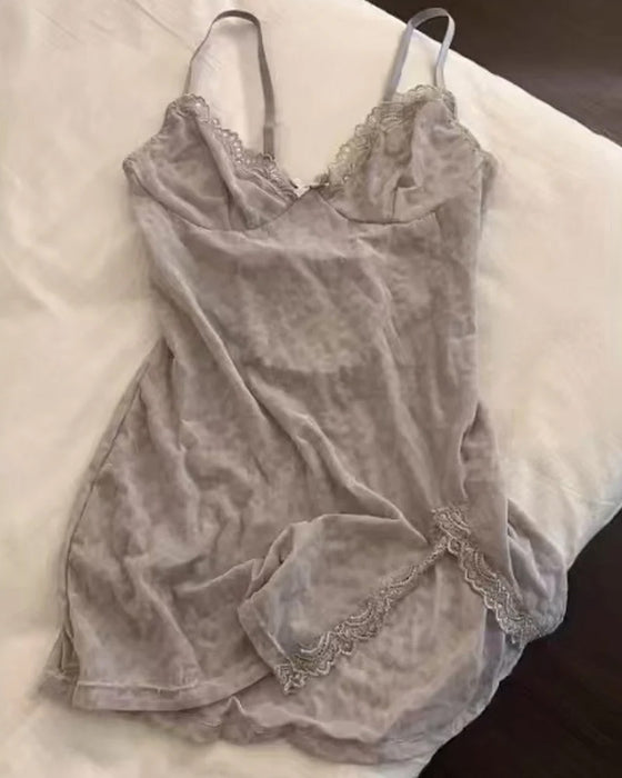 See-Through Mesh Tight Suspender Dress