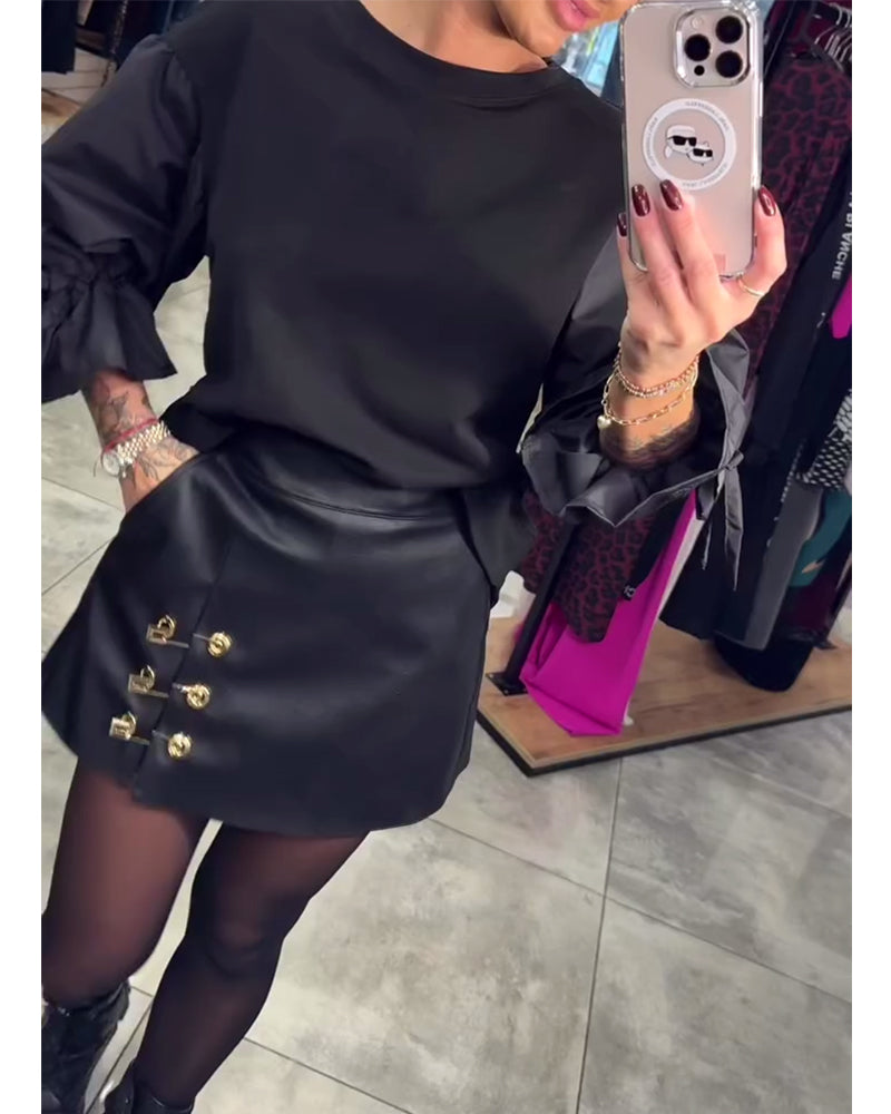Solid color elegant pullover sweatshirt