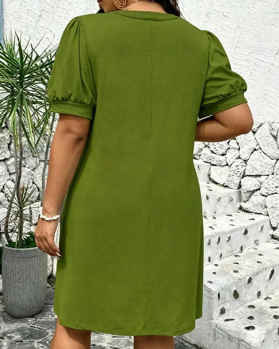 Bubble Sleeve A-Line Casual Dress