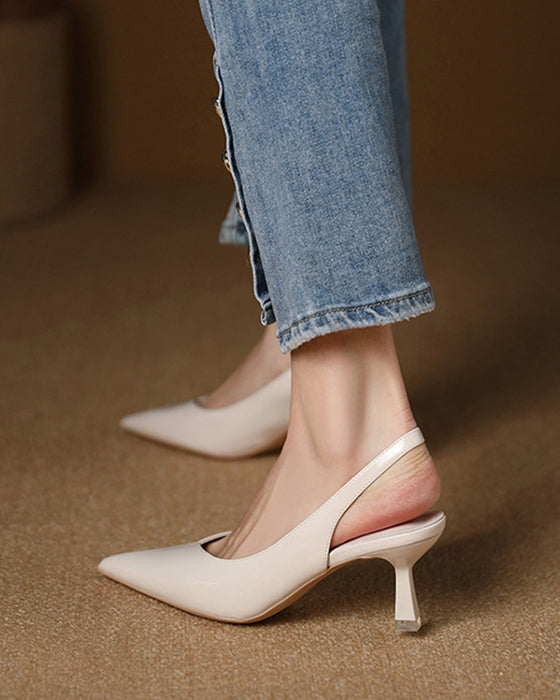 Solid color temperament pointed high heels