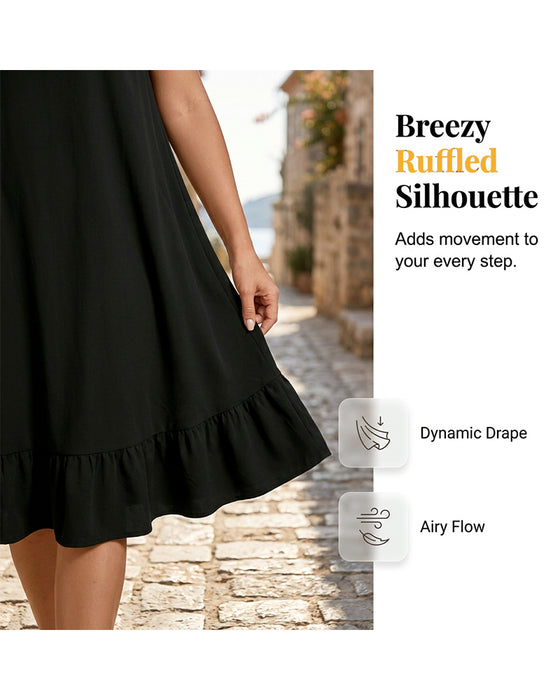 Sleeveless Solid Ruffle Dress