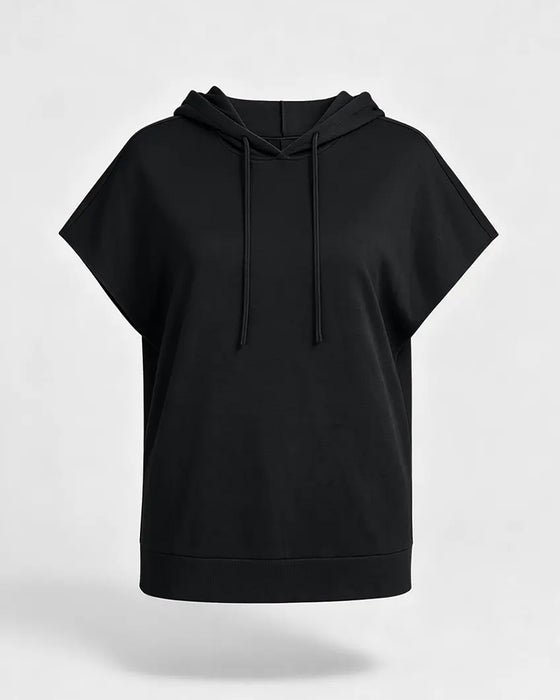 Solid Casual Short Sleeve Hoodie