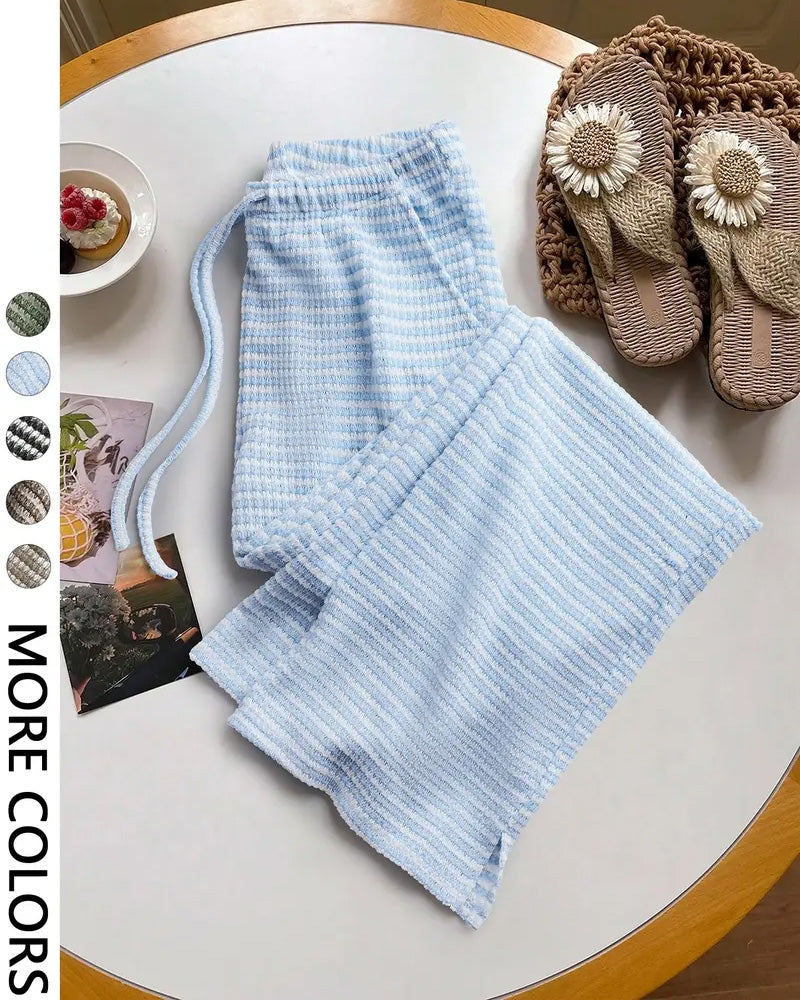 High Waist Striped Casual Pants