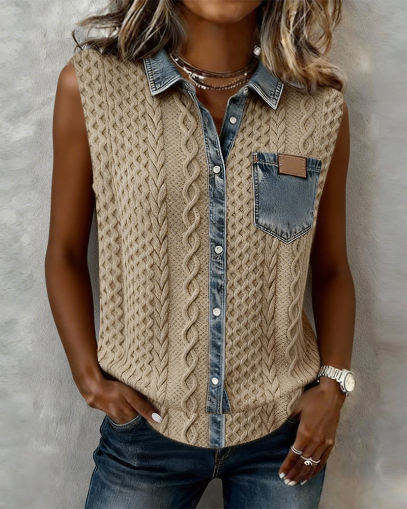 Patchwork Denim Fashion Tank Top