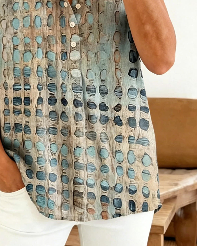 Casual Polka Dot Buttons Blouse