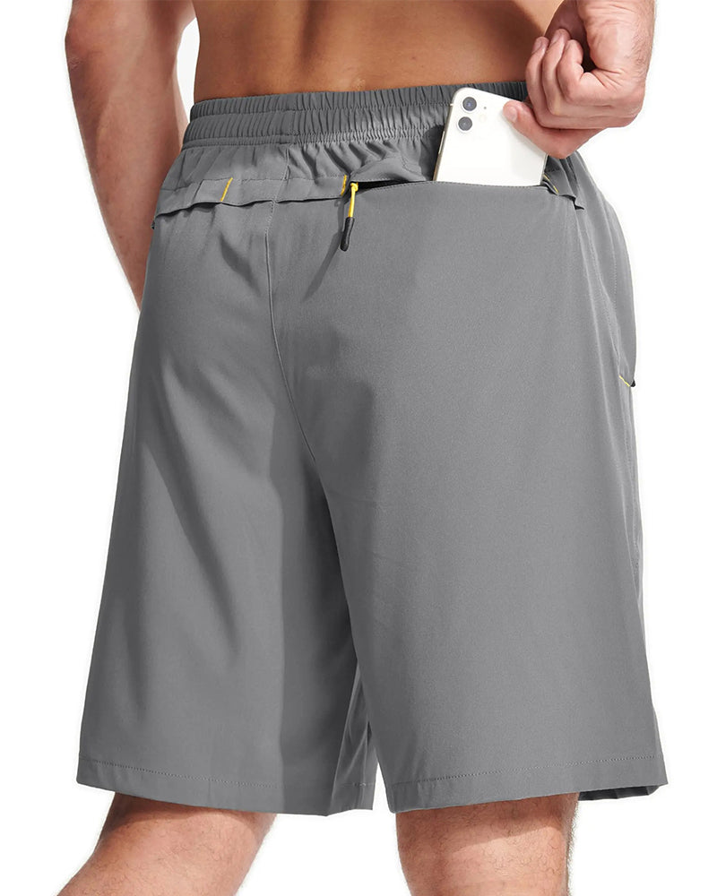 Elastic Waist Drawstring Zipper Sports Shorts