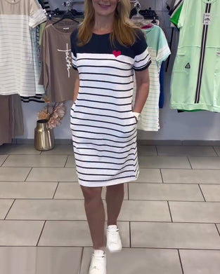 Crew Neck Casual Striped Dress