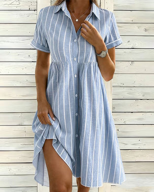Striped Fitted Button-Down Dress