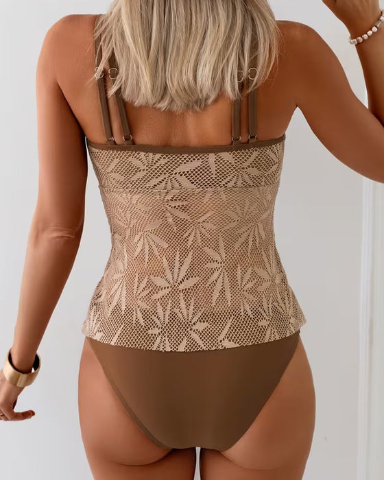 Spaghetti Strap Mesh Tankini