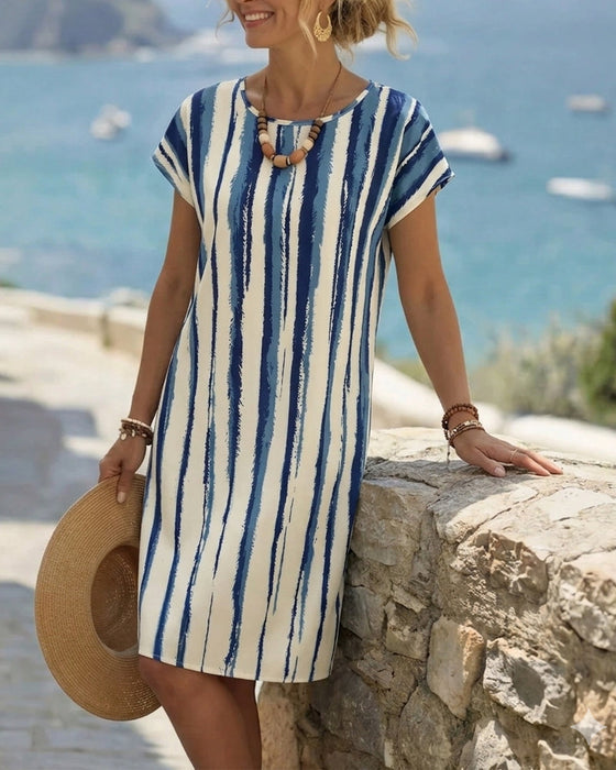 Vertical Stripe Shift Dress