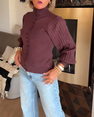 Long-Sleeved Button-Down Cardigan