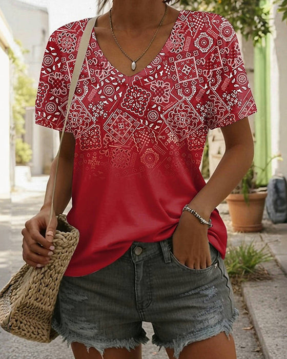 V-Neck Printed T-Shirt