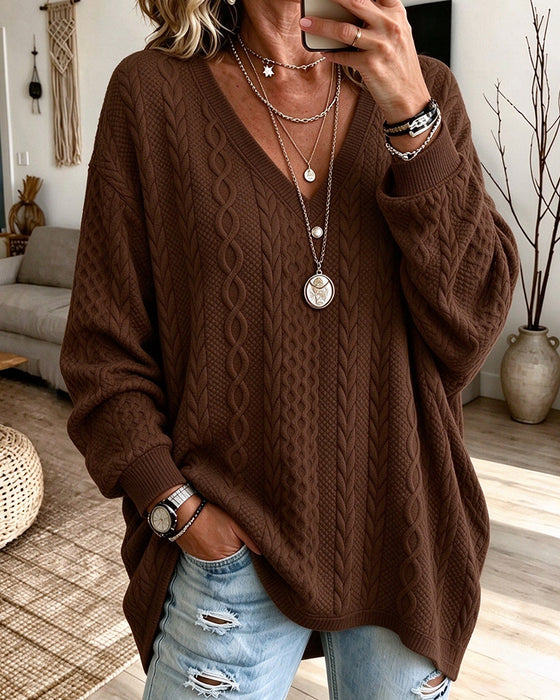 V-Neck Mid-Length Loose Top