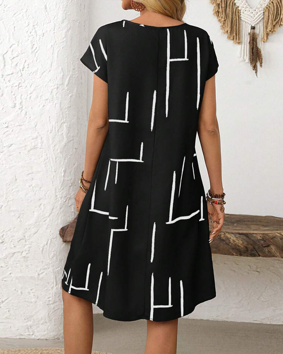 Women's Summer Casual  Print Round Neck Dress